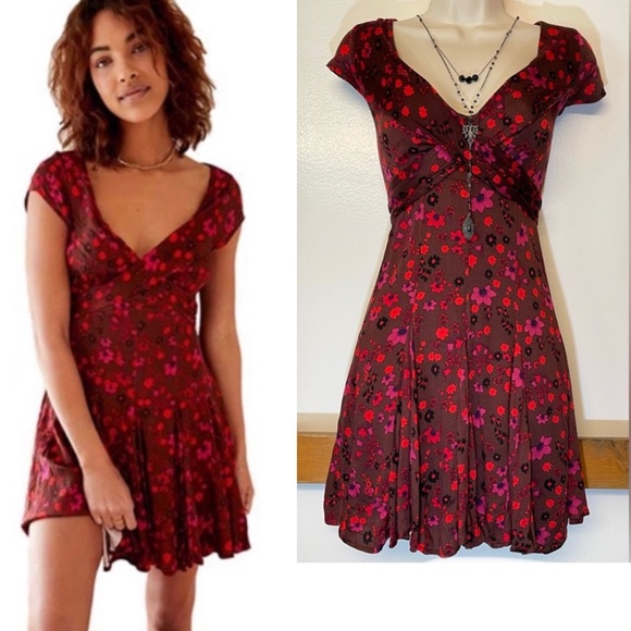 Free People “It Takes Two” Wrap Dress in Plum Combo Mini Dress (M) - Picture 11 of 11